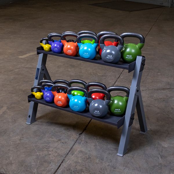 2 Tier Horizontal Dumbbell/Kettlebells Rack
