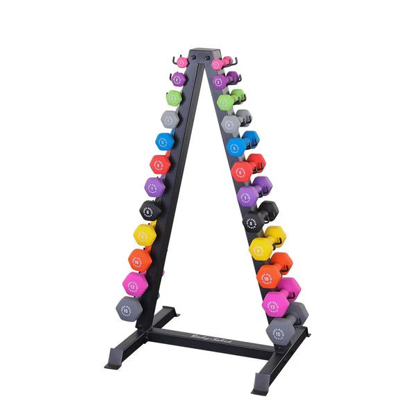 Color Neoprene Dumbbells (01-15 lbs Set w/ 1 Rack)
