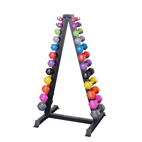 Color Vinyl Dumbbells (01-15 lbs Set w/ 1 Rack)