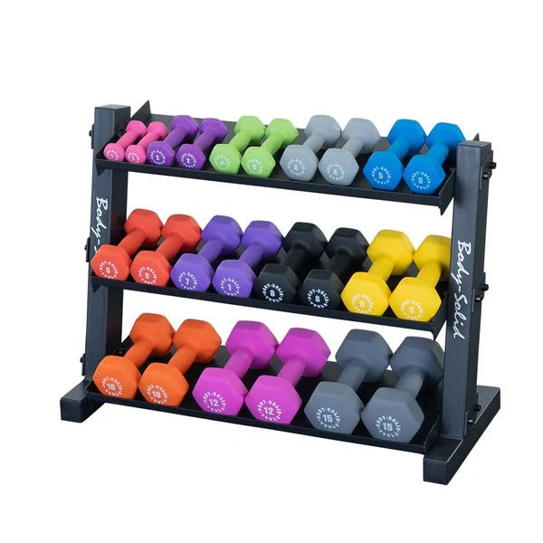 Color Neoprene Dumbbells (01-15 lbs Set w/ 1 Rack)
