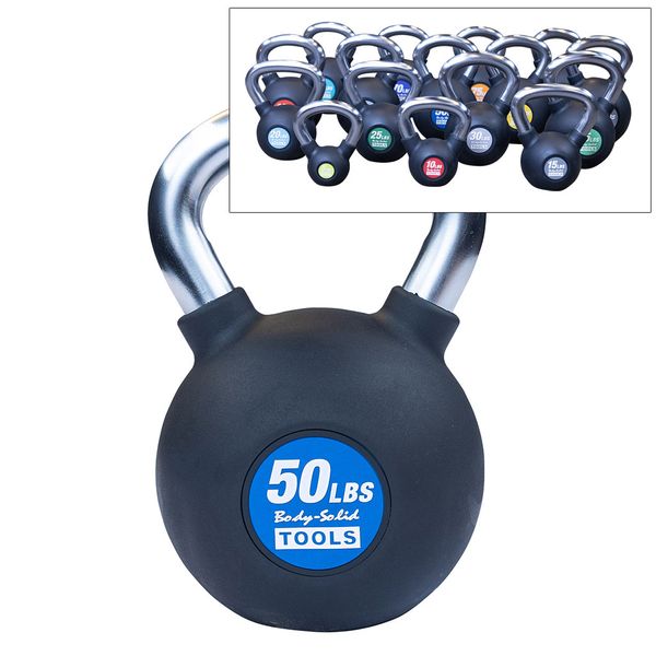 Rubber Club Kettlebell (05-75 lbs Set w/ Rack)