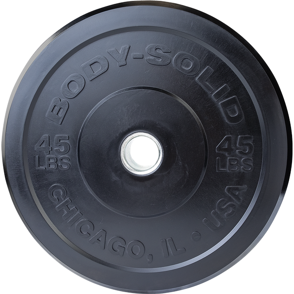 Rubber Black Chicago Extreme Bumper Plate (45 lbs 4-10 Packs)
