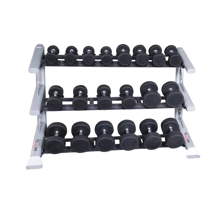 Round Rubber Dumbbell (80-100 lbs Set w/ 1 Rack)