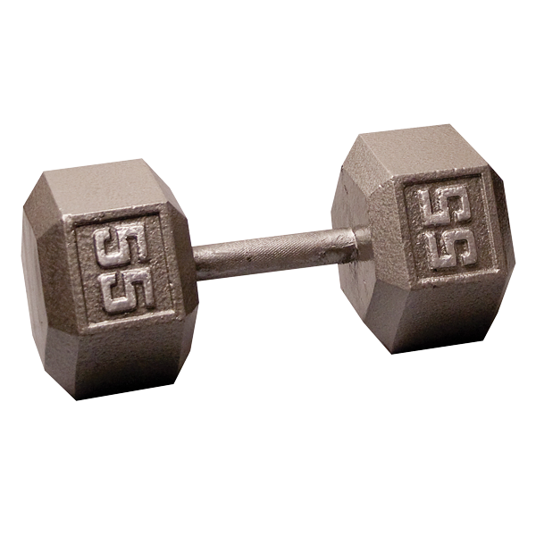 6 Sided Cast Iron Dumbbell (55-75 lbs Set)