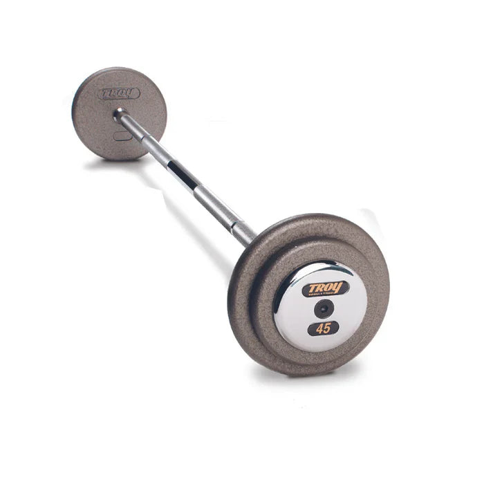 Pro-Style Hammertone Gray Straight Barbell w/ Chrome End Caps (20-115 lbs Sets w/ Rack)