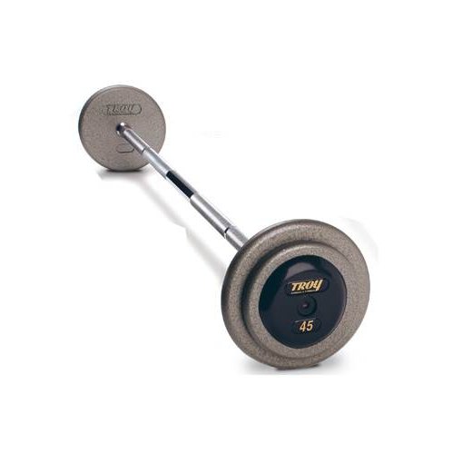 Pro-Style Hammertone Gray Straight Barbell w/ Rubber End Caps (20-115 lbs Singles)