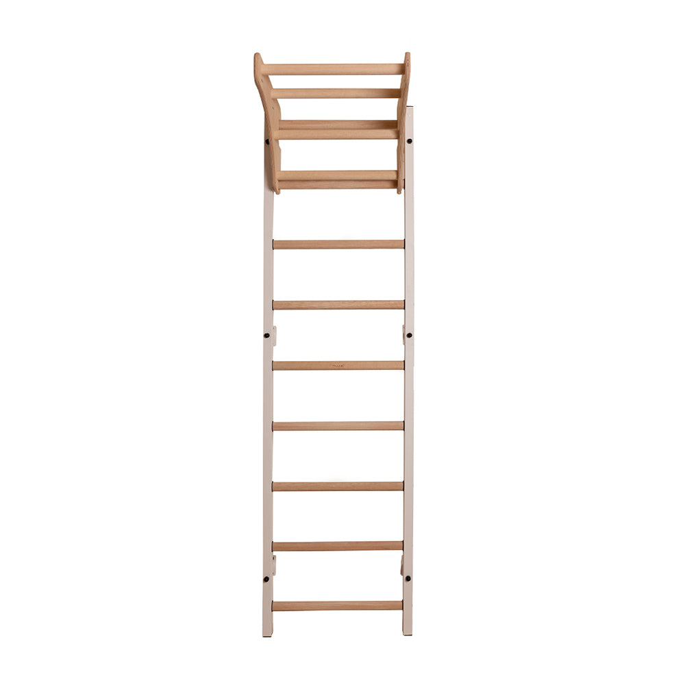 BenchK 711W White wallbar with wooden pull up bar