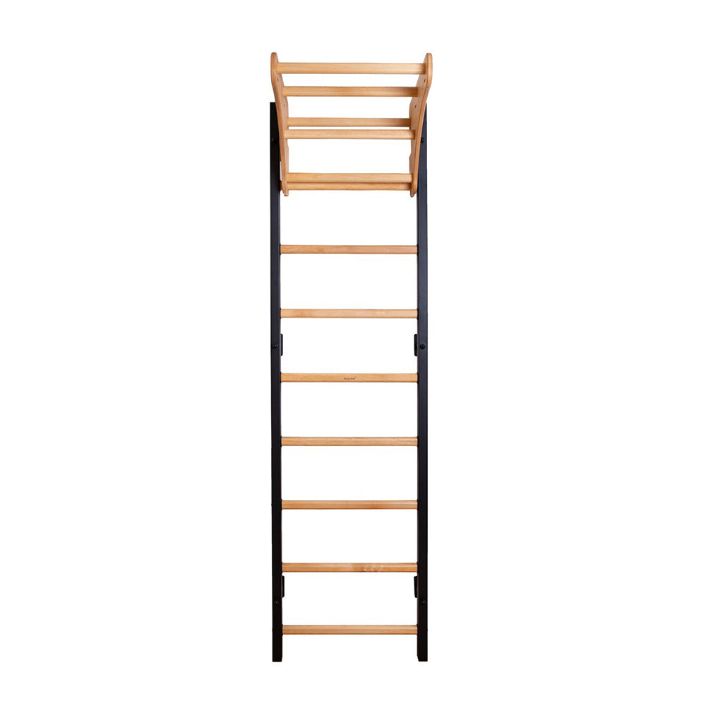 BenchK 711B Black wallbar with wooden pull up bar