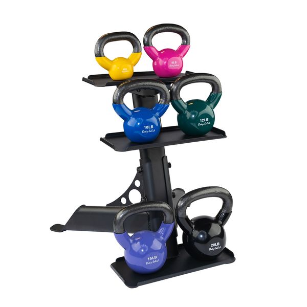 Vinyl Kettlebell (05-20 lbs Set w/ Rack)