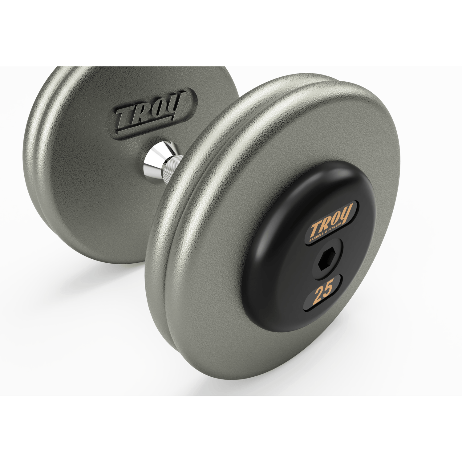 Pro-Style Iron Dumbbell w/ 27mm Straight Handle & Rubber End Caps (05-150 lbs Singles)