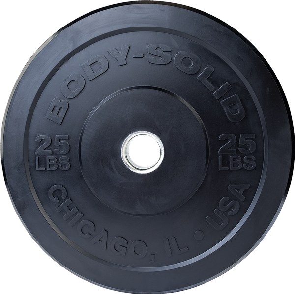 Rubber Black Chicago Extreme Bumper Plate (260 lbs Set)