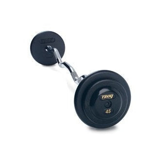 Pro-Style Black Curl Barbell w/ Rubber End Caps (20-115 lbs Sets w/ Rack)