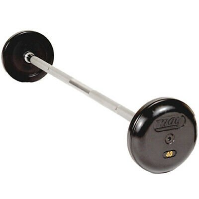 Pro-Style Rubber Encased Black Straight Barbell (20-115 lbs Sets w/ Rack)