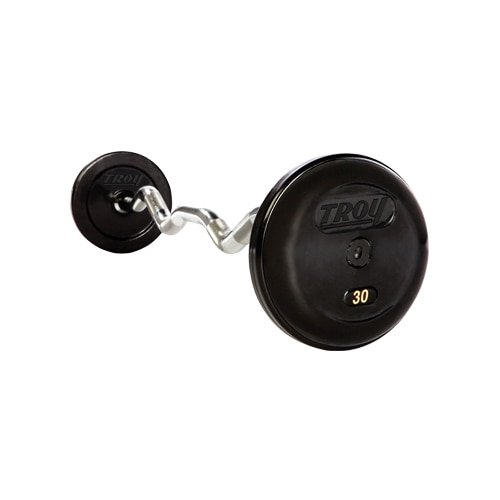 Pro-Style Rubber Encased Black Curl Barbell (20-115 lbs Sets w/ Rack)