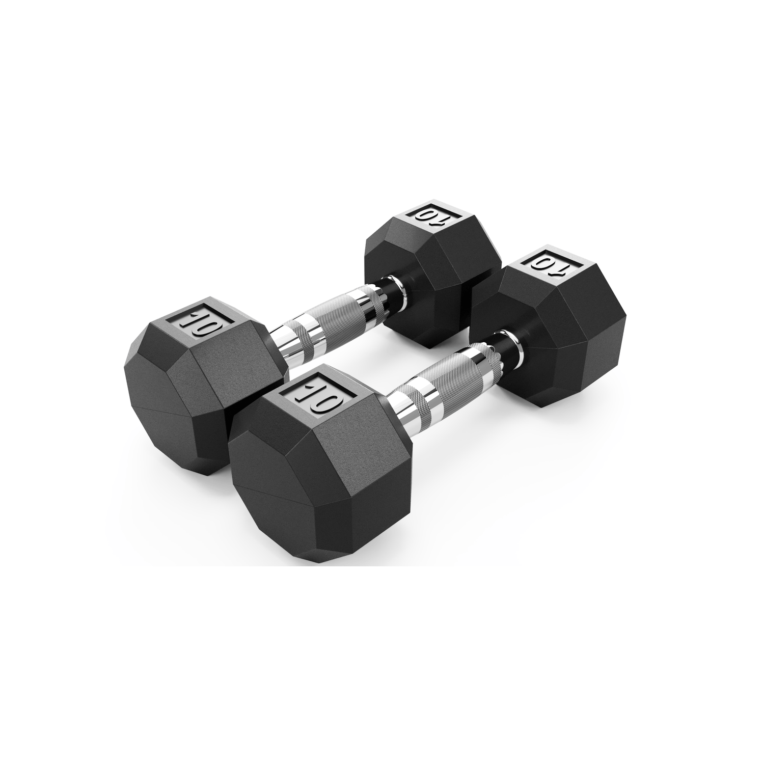 8 Sided Rubber Dumbbell (03-25 lbs Set w/ 1 Rack)