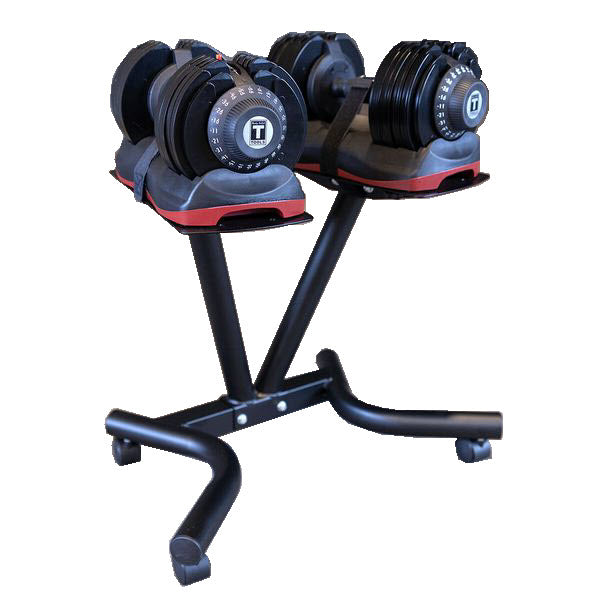 Adjustable Dumbbells (11-66 lbs Set - Pair w/ 1 Rack)