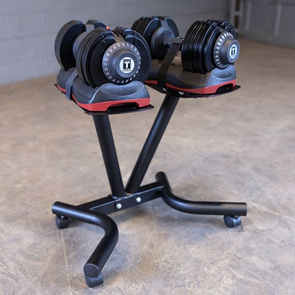 Adjustable Dumbbell Stand with Locking Wheels