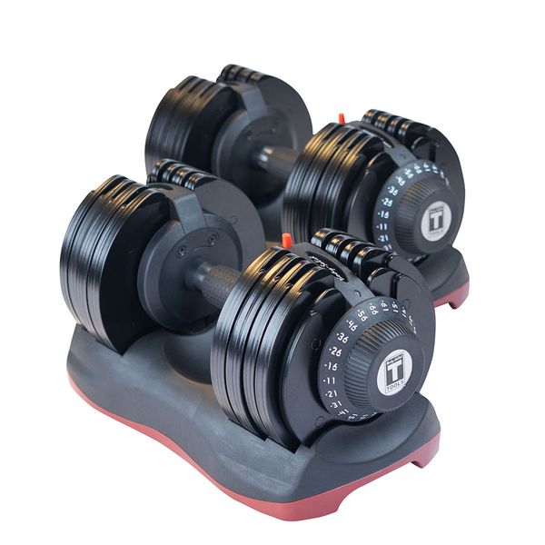 Adjustable Dumbbells (11-66 lbs Set - Pair w/ 1 Rack)