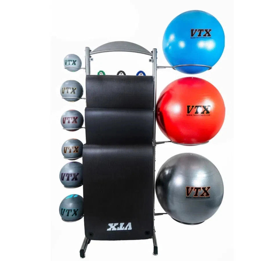 Accessory Rack Set w/ Balls, Mats, Rollers, Bands (Large)