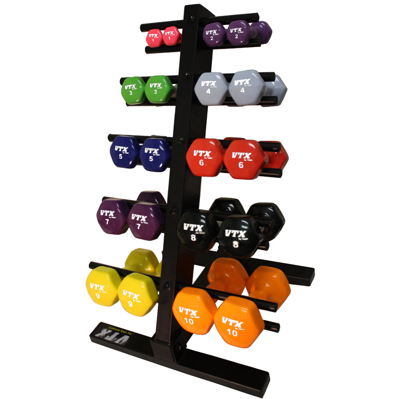 Color Vinyl Dumbbells (01-10 lbs Set w/ Rack)