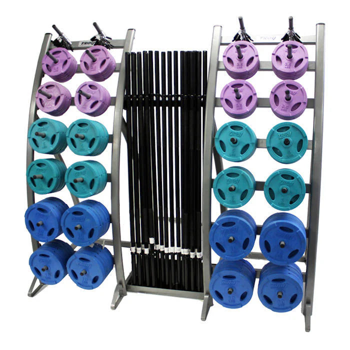 Rubber Interlocking Color Grip Workout Plate (Set w/ Rack)