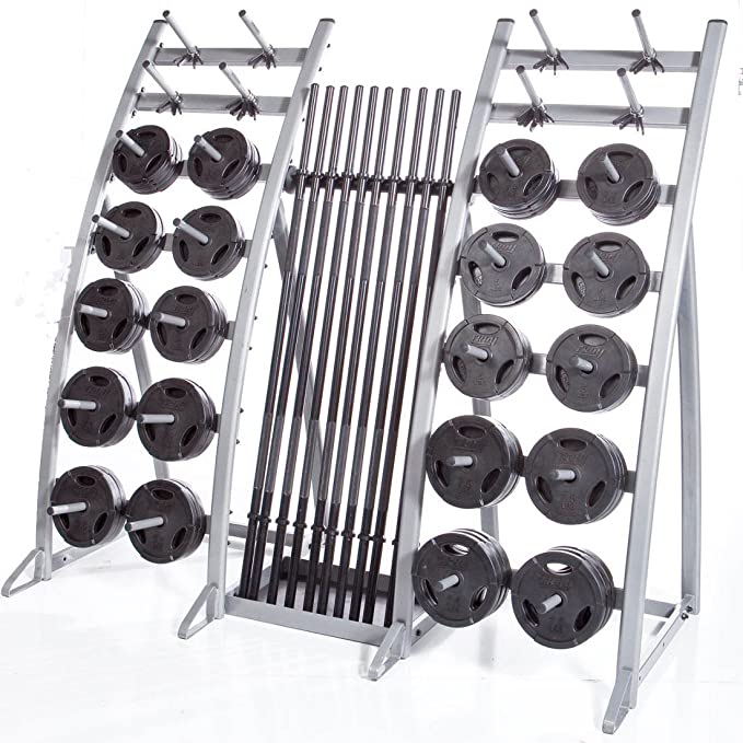 Rubber Interlocking Grip Workout Plate (Set w/ Rack)