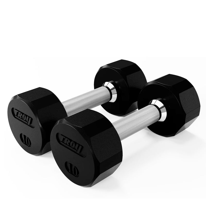 12 Sided Rubber Dumbbell (03-25 lbs Set w/ 1 Rack)