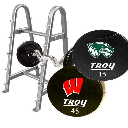 Round Urethane Curl Barbell w/ Logo (20-110 lbs Set w/ Rack)