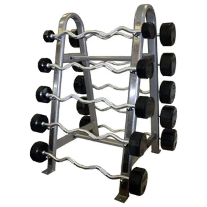 12-Sided Rubber Encased Curl Barbell (20-110 lbs Set w/ Rack)