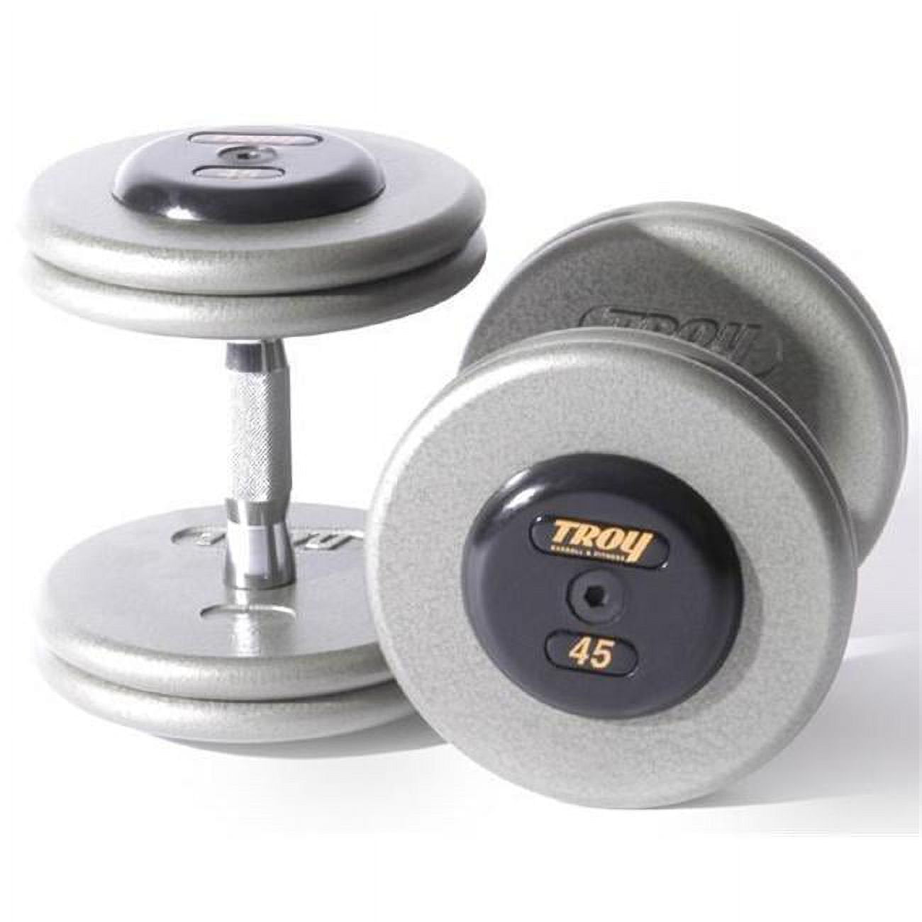 Pro-Style Iron Dumbbell w/ 32mm Contoured Handle & Rubber End Caps (05-150 lbs Sets)