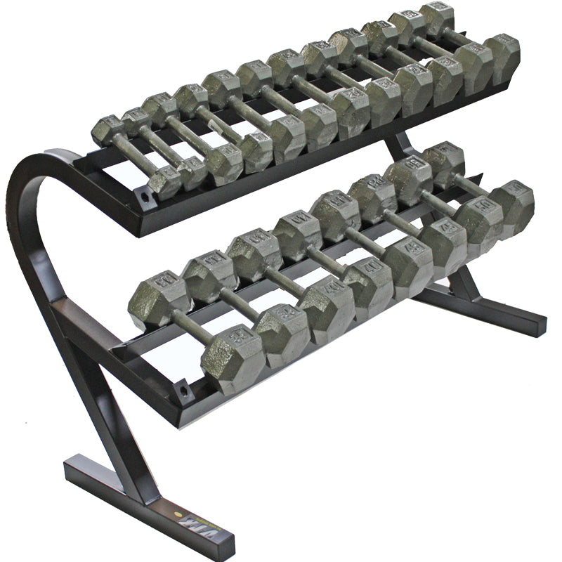 6 Sided Cast Iron Dumbbell (05-50 lbs Set w/ 1 Rack)