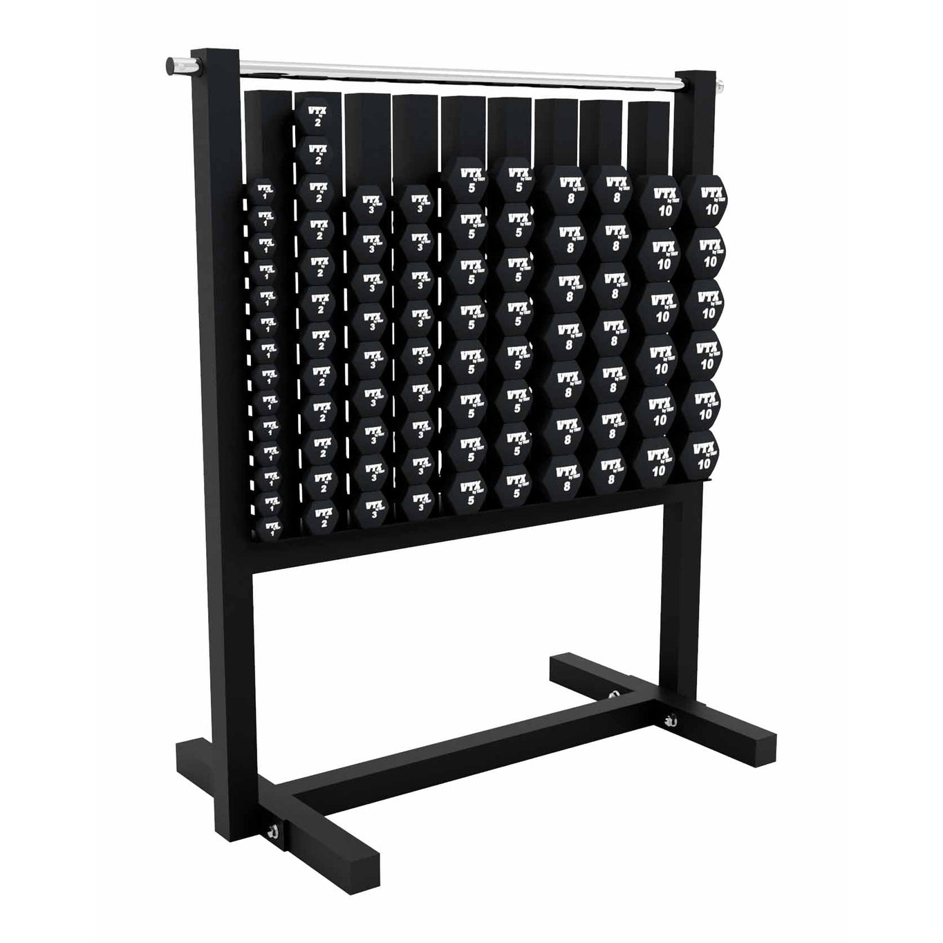 Black Neoprene Dumbbell 43 pairs (01-10 lbs Set w/ 1 Rack)