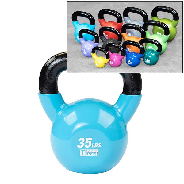 Vinyl Kettlebell (05-50 lbs Set w/ Rack)